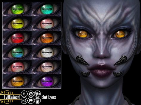 Vampire Eyes Sims 4 Cc, Sims 4 Pupil Cc, Sims 4 Cc Monster, Sims 4 Monster Cc, Spooky September, Alt Sims, Ts4 Makeup, Sims 4 Cc Goth, Bat Eyes