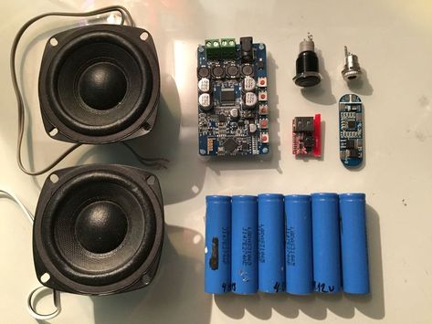 60W DIY BLUETOOTH Speaker 48h Runtime : 5 Steps (with Pictures) - Instructables Diy Bluetooth Speaker Kit, Bluetooth Speakers Diy, Diy Boombox, Diy Bluetooth Speaker, Diy Audio Projects, Speaker Plans, Speaker Projects, Speaker Kits, Speaker Box Design