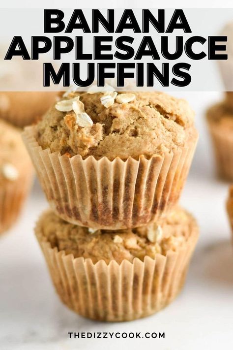 These Banana Applesauce Muffins are so easy to make with lots of wonderful flavor and low added sugar! Perfect for kids and adults as a breakfast or snack. Healthy Banana Muffins Recipe, Banana Applesauce Muffins, Banana Muffin Recipe Healthy, Beaming Baker, Banana Muffins Recipe, Ripe Banana Recipe, Gluten Free Banana Muffins, Muffin Flavors, Banana Oatmeal Muffins