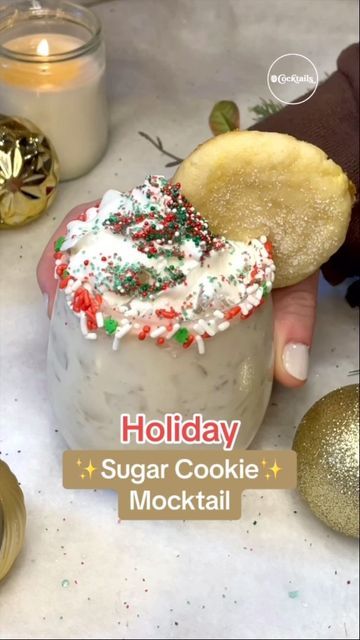 Sugar Cookie Mocktail Non Alcoholic, Christmas Mocktails, Holiday Sugar Cookies, Christmas Sugar Cookies, Snickerdoodles, Alcohol Recipes, Non Alcoholic Drinks, Non Alcoholic, Mocktails