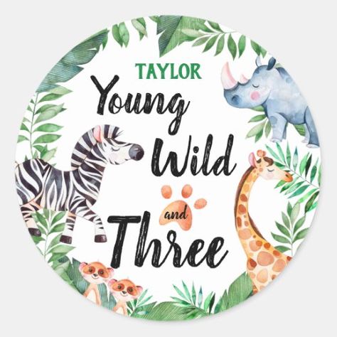 $7.65 | Young Wild and Three Safari Animal 3rd Birthday #wild things, safari, zebra, giraffe, meerkat, safari birthday, watercolor, birthday, young wild and three, 3rd birthday Animal 3rd Birthday Party, 3rd Birthday Party Ideas, Safari Kids Party, Zoo Theme Birthday, Third Birthday Boys, Wild Things Party, Young Wild And Three, Zoo Theme, Fabulous Cakes