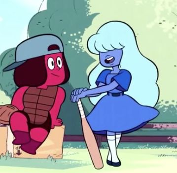 both barn mates and hit the diamond are on dailymotion.com don't forget to support rebecca sugar and crewniverse, though! Sapphire Steven Universe, Steven Universe Pictures, Garnet Steven Universe, Steven Universe Wallpaper, Steven Universe Drawing, Ruby And Sapphire, Steven Universe Characters, Steven Universe Gem, Steven Universe Fanart