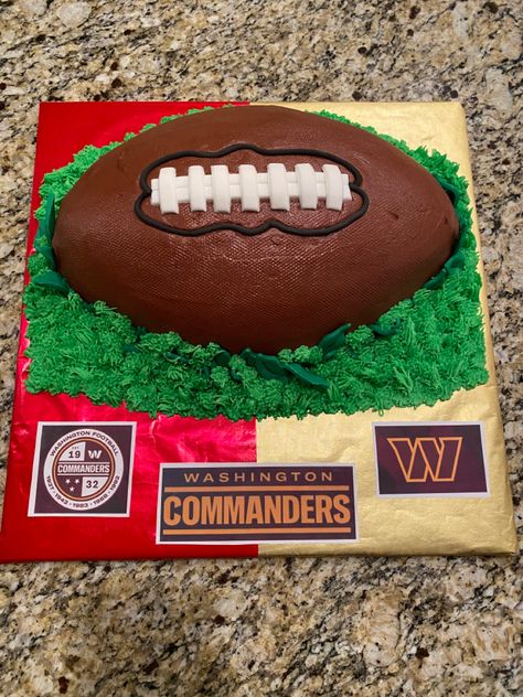 Chocolate cake with chocolate frosting #thecommanders #washingtonfootballteam #footballcake #superbowlcake #takecommand Football Ice Cream Cake, Giants Cake Football, Chocolate Monster Truck Cake, Commanders Football, Chocolate Cake With Chocolate Frosting, Superbowl Cake, Cake With Chocolate Frosting, Washington Commanders, Washington Football