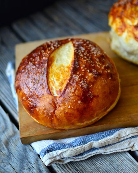 Pretzel Bread, A Loaf Of Bread, Panera Bread, Loaf Of Bread, Baked Bread, Bread Bowls, Easy Bread, Breakfast Breads, Artisan Bread