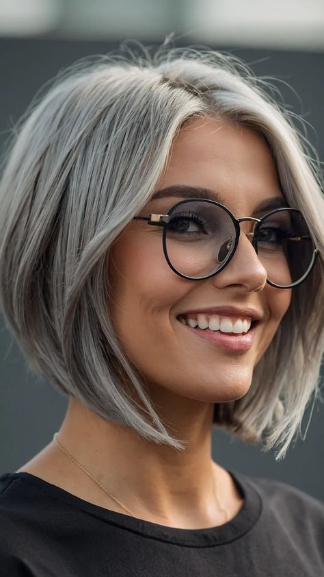 15 Chic Grey Bobs to Celebrate Your Silver Strands with Flair - TecArticles Grey Long Bob Hairstyles, Short Bob Grey Hair, Silver Bob With Bangs, Short Haircuts For Women Blonde, Haircuts For Women Blonde, Short Hairstyles With Fringe, Haircuts Red Hair, Grey Bobs, Women Hair Colour