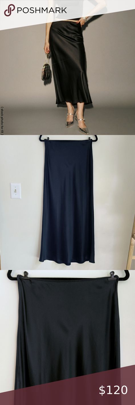 Reformation Layla Silk Skirt in Black Charmeuse Fabric, Reformation Dresses, Silk Charmeuse, Silk Skirt, The Details, Dress Es, Dresses Skirts, Elastic, Silk