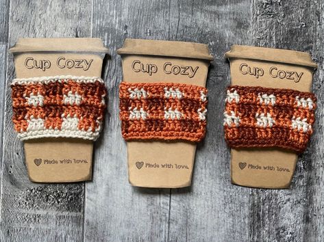 Crochet Fall Cup Sleeve, Fall Cup Cozy Crochet Pattern, Crochet Cozies, Cup Cozy Crochet Pattern, Crochet Lily, Cup Cozy Pattern, Coffee Cozies, Crochet Mug Cozy, Crochet Coffee Cozy