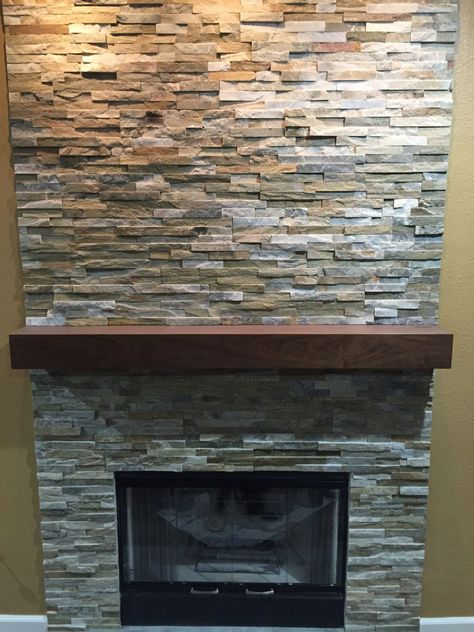 Walnut modern beam mantel black walnut mantel. | Etsy Airstone Ideas, Walnut Fireplace Mantle, Modern Fireplace Mantles, Walnut Mantle, Walnut Fireplace, Airstone Fireplace, Tv Shelves, Modern Fireplace Mantels, Beam Fireplace