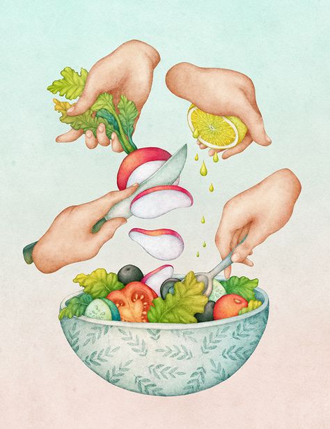 Fresh Salad - Food Illustration on Behance Salad Drawing, Resep Koktail, Honey Label, Recipe Drawing, Food Drawings, Food Illustration Art, Fresh Salad, Art News, Edgy Wallpaper