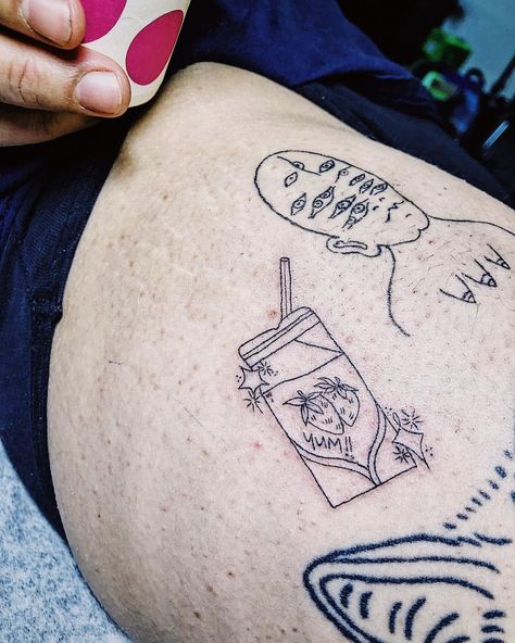 Milk Tattoo, Dream Tattoos, Strawberry Milk, Body Modifications, Triangle Tattoo, Geometric Tattoo, Body Art, Give It To Me, Milk