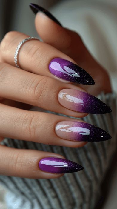 💜💅 Purple Nails: 2024 Trendy Transformations 💅✨💜 - NailKicks Purple Gradient Nails, Tapered Square Nails, Purple Acrylic Nails, 2024 Nails, December Nails, Stunning Nail Designs, January Nails, Perfect Manicure, Nail Art Trends