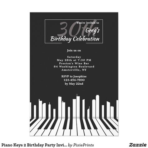 Piano Keys 2 Birthday Party Invitation Dueling Pianos Party, 2 Birthday Party, Dueling Pianos, Piano Decor, Online Cards, Piano Recital, Piano Bar, Lego Birthday Party, Diy Pictures