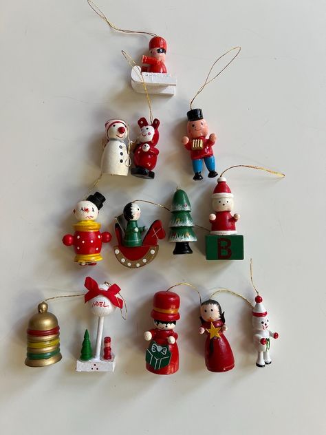 Vintage Wooden Ornament Set for Sale 13 Vintage Wooden Ornaments Vintage Christmas Decor Vintage Wood Ornaments, Vintage Wooden Christmas Ornaments, Wooden Christmas Tree Ornaments, Vintage Christmas Decor, Wooden Christmas Tree, Ornaments Vintage, Vintage Baby Clothes, Wooden Christmas Ornaments, Wooden Ornament