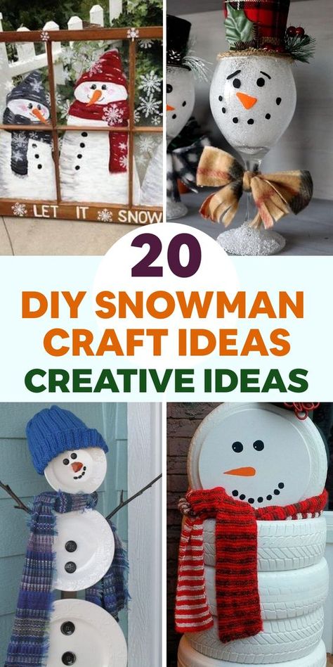 Easy Diy Snowman, Diy Snowman Crafts, Snowman Craft Ideas, Mason Jar Snowman, Metallic Ornaments, Diy Snowman Decorations, Snowman Treats, Whimsical Diy, Snow Buddies