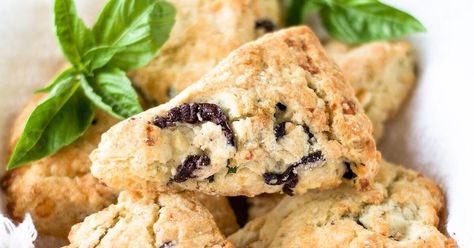 Feta Scones, Basil Scones, Brown Sugar Carrots, Sugar Carrots, Chocolate Chip Cookie Cups, Savory Scones, Dessert Dips, Cookie Cups, Kalamata Olives