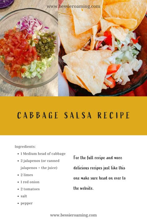 Cabbage Salsa Recipe Cabbage Salsa Recipe, Street Tacos Chicken, Chunky Salsa Recipe, Cabbage Salsa, Hispanic Recipes, Corn Salsa Recipe, Summer Chicken, Chicken Taco Recipes, Hiking Food