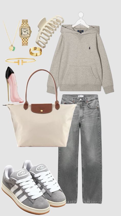 #outfitinspo #beauty #polo #raulphlauren #oldmoney #movies #books #longchamp #perfume #cartier #tiffanyandco Adidas Campus, Adidas, Grey, Sneakers, Beauty