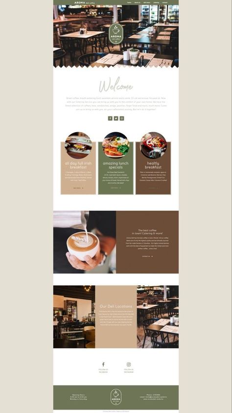 Website Design For Coffee Shop, Eye Catching Website Design, Retail Website Design Inspiration, Country Website Design, Fall Website Design, Website Design Coffee Shop, Coffee Shop Website Design Inspiration, Cafe Website Design Layout, Website Menu Design Ideas