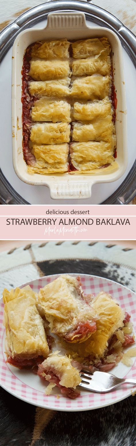 Strawberry Baklava, Walnut Baklava, Greek Pastries, Apple Walnut, Baklava Recipe, Vegan Baking Recipes, Strawberry Almond, Lebanese Cuisine, Cherry Almond