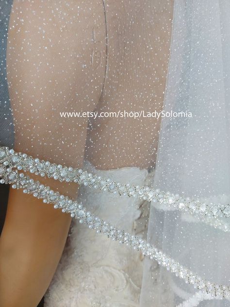 Pearls Veil, Sparkly Veil, Beaded Bridal Veil, Sparkle Veil, Beaded Veil, Beaded Wedding Veils, Custom Veil, Ivory Bridal Veil, Old Hollywood Wedding