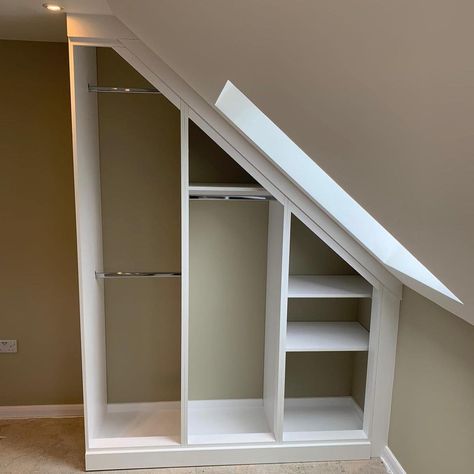 Beckenham Interiors | 2 walls of fitted wardrobes installed this week to this newly converted loft bedroom in Shortlands, Kent (doors to follow) #loft… | Instagram Loft Bedroom Storage, Converted Loft, Attic Wardrobe, Bedroom Built In Wardrobe, Bespoke Wardrobe, Attic Room, Loft Bedroom, Attic Space, Build A Closet