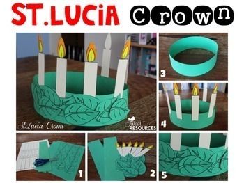 Christmas Around The World {Sweden} by Tweet Resources | Teachers Pay Teachers St Lucia Crown, Christmas Around The World Sweden, Christmas Curriculum, Christmas In Sweden, Hannukah Crafts, Prek Christmas, Sweden Christmas, Crown Template, Christmas Units