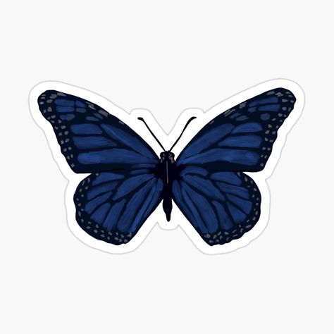 Dark Blue Journal Stickers, Dark Blue Stickers Aesthetic, Dark Blue Aesthetic Stickers, Butterfly Blue Aesthetic, Blue Butterfly Icon, Dark Blue Stickers, Navy Blue Stickers, Bi Stickers, Roket Air