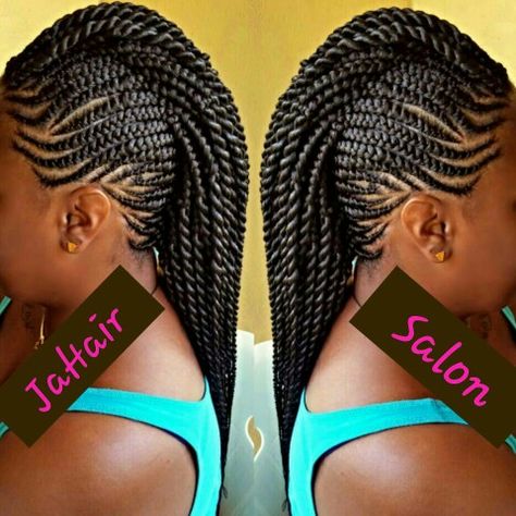 Beautiful cornrows done by JaHair salon. Braided Mohawk Black Hair, Mohawk Braid Styles, Braided Mohawk Hairstyles, Braided Mohawk, Ghana Braids Hairstyles, Mohawk Styles, Mohawk Braid, Ghana Braids, African Hair Braiding Styles