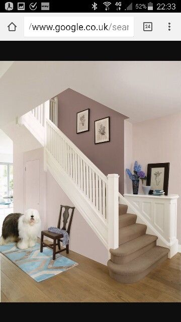 Nice two toned hallway. Not the colours though Dulux Nutmeg White, Hallway Paint Colors, تحت الدرج, Hall Painting, Hallway Paint, Hall Colour, Hallway Colours, Hallway Inspiration, Kitchen Wall Colors