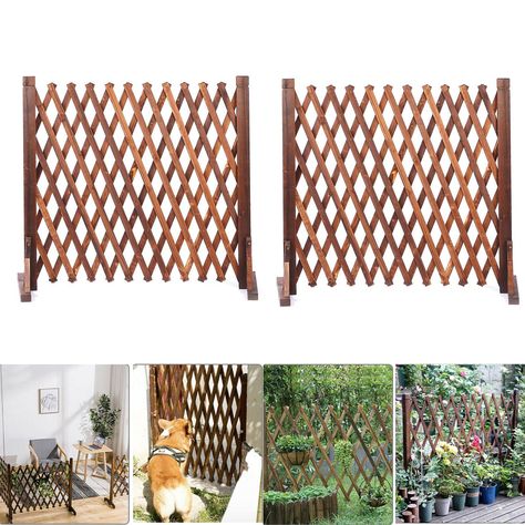 PRICES MAY VARY. ❤【Solid Wood】Our extendable lnstant fence is made of durable solid wood, using high-temperature carbonization process, stable corrosion resistance, the texture is clearly visible, the surface is varnished, smooth and odorless ❤【Retractable Wooden Fence】The unstretched height of this retractable expanding fence is 80cm, and the longest stretch is 63 inch/1.6m. easy to fold, no need to take up space, and can be installed to the required width as needed, the package includes screws Wood Garden Trellis, Retractable Fence, Wooden Pet Gate, Wooden Fence Gate, Amazing Landscaping Ideas, Garden Trellis Fence, Portable Fence, Wood Fence Design, Trellis Fence