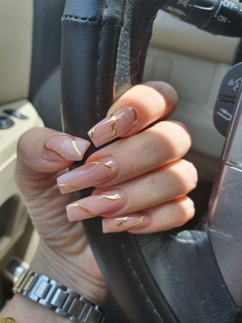 Gel X Nude Nails, Nude Nails Design Ideas, Elegant Nails Gold, Prom Nails Coffin, Best Acrylic Nails Square, Sahlt Alycia Tattoos, Nude Coffin Nail Ideas, Nails Nude Design, Uñas Beige Elegantes