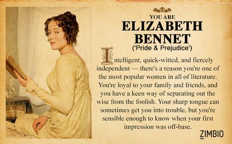 Elizabeth Bennet Aesthetic, Literature Infographic, Elizabeth Bennet Quotes, Book Thief, Books Classic, Literary Characters, Elizabeth Bennet, Indie Movies, Fun Quiz