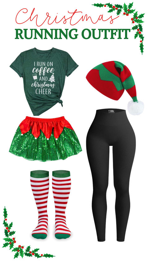 Running Christmas Outfit | Running Outfit Women. Running Outfit for Winter Christmas 5k Outfit, Christmas Running Outfit, Running Christmas, Best Running Gear, Outfit Running, Race Outfit, Running Outfit, Run Club, Running Clothes Women