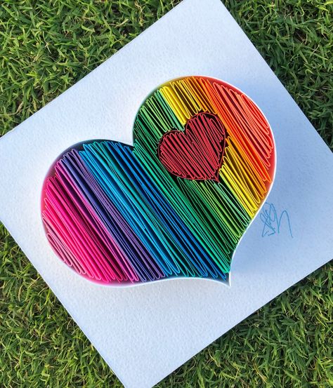 Rainbow Heart Quilling Wall Paper Art-quilling Art-unique | Etsy Heart Quilling, Art Quilling, Unique Valentines Gifts, Quilled Paper Art, 3d Paper Art, White Shadow, Art Rainbow, Art Heart, Paper Wall Art