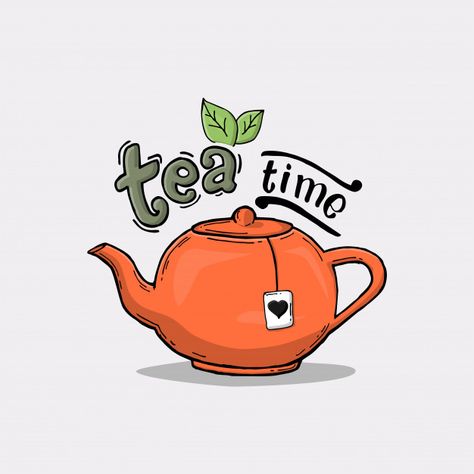 Slogan with teapot illustration Premium Vector Tea Pot Illustration, Teapot Illustration, Vintage Tea Time, Tea Logo, Time Poster, Cute Teapot, Cartoon Wallpaper Iphone, Arabic Art, Tea Art