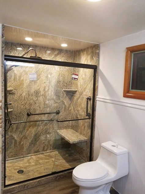 Walk In Shower With Hand Rails, Walk In Shower With Door, Walk In Showers With Bench, Walk In Shower Ideas With Bench, Walk In Bathroom Showers, Walk In Shower Tile Ideas, Walk In Shower With Bench, Tile Choice, Walk In Shower Tile