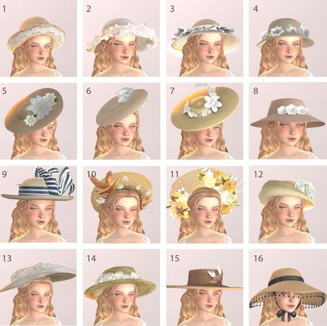 Mods Sims 4, Sims 4 Decades Challenge, Edwardian Hat, Cc Hats, Sims Packs, Cottagecore Clothes, Pelo Sims, Free Sims 4, Sims 4 Expansions