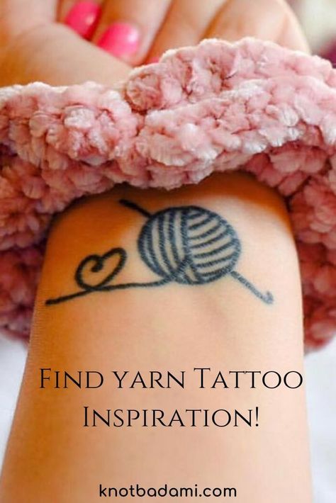 find inspiration for your yarn or fiber related craft! Crochet and knitting is permanent, and you will find 15 unique knitting and crochet tattoos for men and for women. Ideas range from bold, unique, and meaningful; perfect additions to any sleeve. #tattoo #yarn #simple Permanent Tattoos For Women, Cat With Yarn Tattoo, Crafting Tattoo Ideas, Crochet Tattoo Ideas Unique, Yarn Tattoo Ideas, Knitting Tatoos, Crafting Tattoo, Craft Tattoo Ideas, Crochet Tattoo Ideas