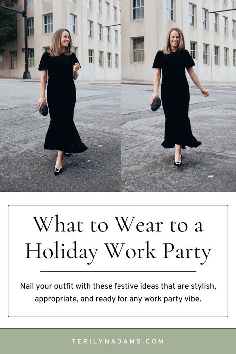 Wondering what to wear to your holiday work party? This guide is your go-to for finding the perfect balance between festive and professional. From jewel tones to classic cocktail dresses, I’ve got outfit ideas for every dress code. Stay chic while keeping it appropriate! #HolidayStyle #WorkPartyLooks #FestiveFashion Cocktail Dress For Office Party, Holiday Dress Cocktail, Festive Work Outfits, Professional Holiday Party Outfit, Christmas Work Party Dress, Cocktail Dress Work Event, Corporate Cocktail Event Outfit, Work Cocktail Party Outfit, Winter Cocktail Outfit