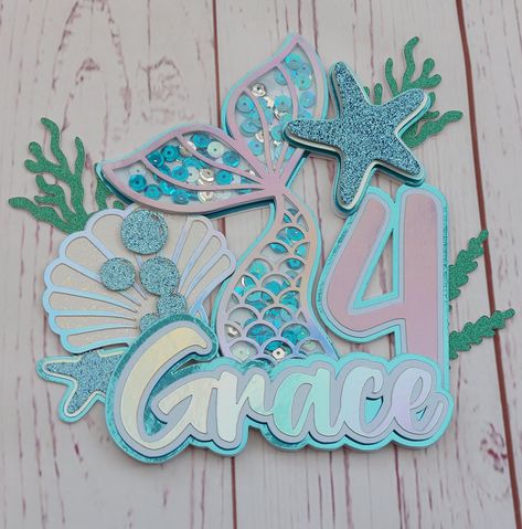 Mermaid Cake Topper, Blue Mermaid Shaker Cake Topper, Mermaid 3d Cake Topper, Happy Birthday, Birthday Cake Topper, Birthday Party, Mermaid, - Etsy Australia Mermaid 3d, Birthday Party Mermaid, Donation Ideas, Topper Mermaid, Shaker Cake Topper, Ariel Birthday, 3d Cake Toppers, Mermaid Cake Topper, Mermaid Theme Party