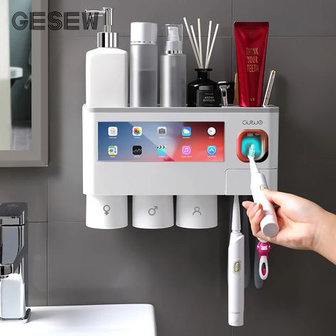 Toothpaste Squeezer, Bathroom Gadgets, Smart Home Design, Bathroom Accessories Sets, Bath Accessories Set, Toothpaste Dispenser, Drawer Design, Smart Home Technology, Home Technology