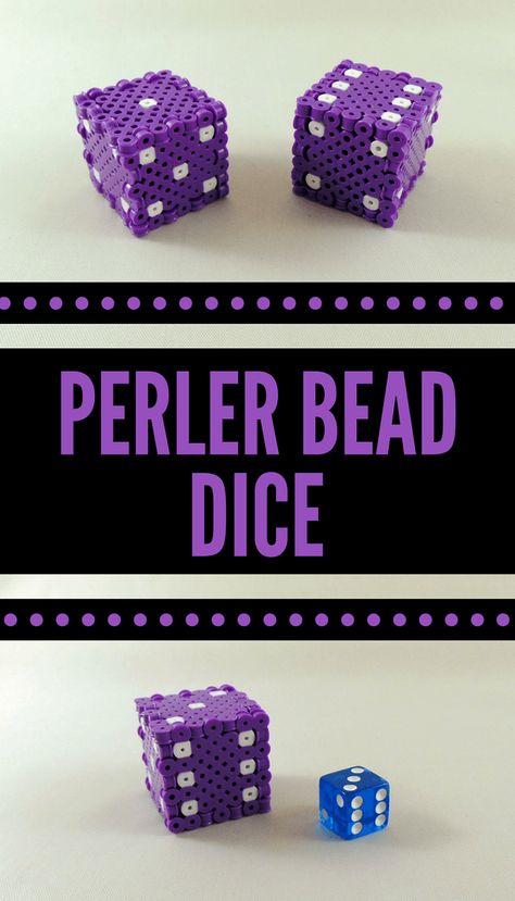 How to make Perler Bead dice Perler Bead Dice, Perler Bead Gifts, Perler Ideas, Easy Perler Beads Ideas, 3d Perler Bead, Fuse Bead Patterns, Fusion Beads, Hama Beads Design, Diy Perler Bead Crafts