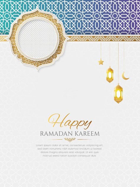 Ramadan Kareem Golden Luxury Islamic Social Media Post with Arabic Style Pattern and Photo Frame Ramadan Social Media Design, Ramadan Template Background, Ramadan Karim Design, Background Ramadan Kareem, Ramadan Kareem Social Media Design, Mosque Art, Ramadan Kareem, Media Post, Background Patterns