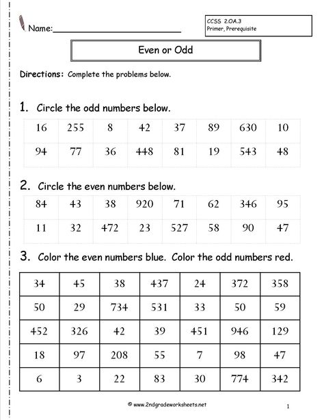 Easy Math Worksheets, Math Fractions Worksheets, Odd And Even Numbers, Third Grade Math Worksheets, Fun Math Worksheets, Even Numbers, Math Practice Worksheets, First Grade Math Worksheets, Numbers Worksheets