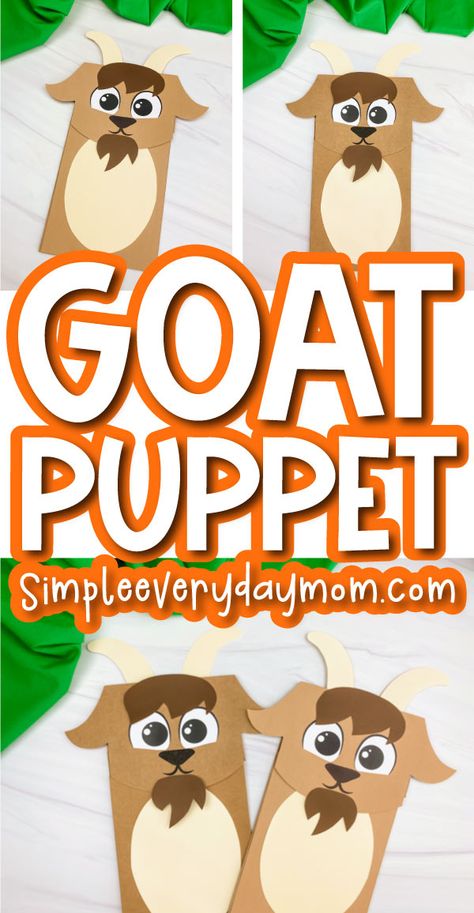 Goat Paper Bag Puppet, Goat Art And Craft For Preschool, Ram Craft For Kids, Goat Crafts Preschool, Preschool Goat Craft, Goat Crafts For Toddlers, Goat Activities For Preschool, Goat Craft Preschool, Goat Crafts For Kids