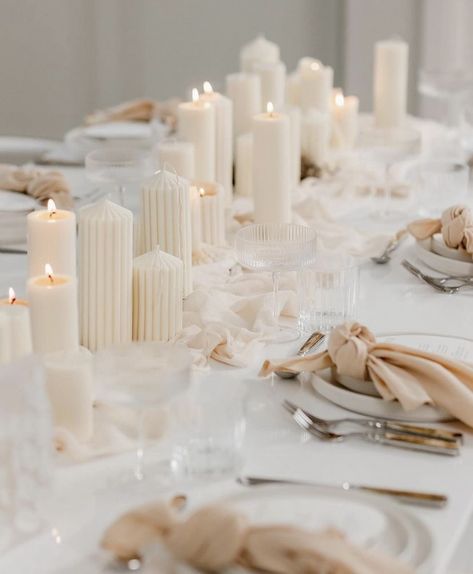 Black And Neutral Wedding Decor, Minimal Party Decor, White Engagement Party, Neutral Wedding Decor, Pearl Bridal Shower, Candle Wedding Centerpieces, Events Decor, Bridal Table, Santorini Wedding