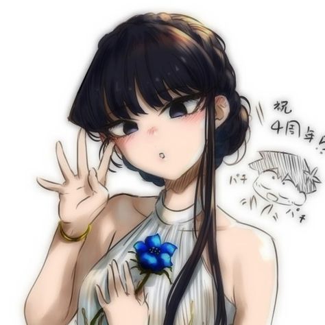 Komi Icon, Komi Can't Communicate, Hair, Anime, Blue, Black