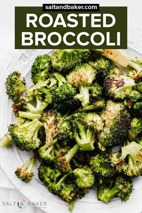 With only 4 basic ingredients, this easy and healthy oven roasted broccoli is a fast and easy side dish, the perfect accompaniment to any dinner! Using fresh broccoli and simple seasonings, this recipe is kid-friendly too. Oven Roasted Broccoli, Broccoli Recipes Side Dish, Parmesan Roasted Broccoli, Roasted Broccoli Recipe, Broccoli Recipe, Vegetable Side Dishes Recipes, Easy Side Dish, Passover Recipes, Easy Oven