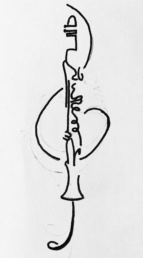 Clarinet Wallpaper Aesthetic, Clarinet Tattoo Ideas, Saxophone Tattoo For Women, Clarinet Wallpaper, Clarinet Tattoo, Clarinet Drawing, Musician Drawing, Jazz Music Art, Marilyn Monroe Drawing