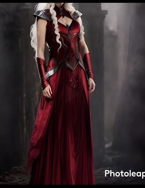 Red Fantasy Dress Queens, Red Fantasy Gown, Red Fantasy Dress, Fantasy Dress Queens, Westeros Fashion, Fantasy Dress Drawing, Game Of Thrones Outfits, Aemond Targaryen, Queen Outfit